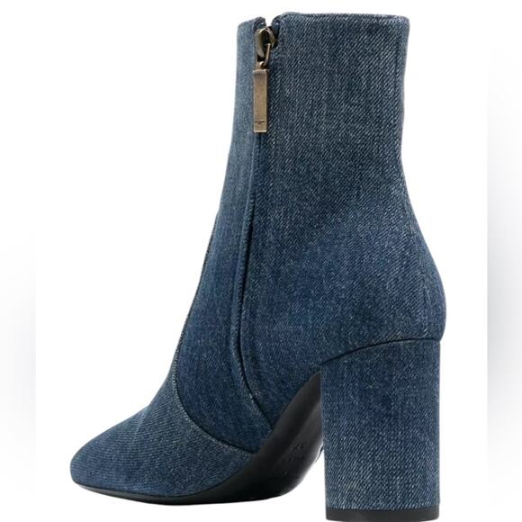 Saint Laurent Lou 75 Denim Zip Ankle Booties NEW EU 40 US 10 - Picture 3 of 16